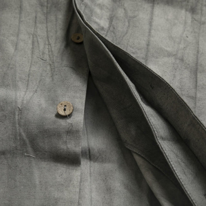 Buddha Stones Casual Gray Men's Frog-Button Shirt Zen Clothing - image 6