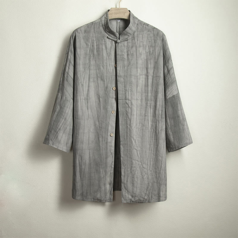 Buddha Stones Casual Gray Men's Frog-Button Shirt Zen Clothing - image 3