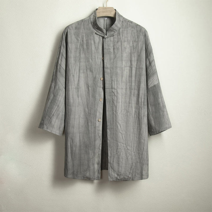 Buddha Stones Casual Gray Men's Frog-Button Shirt Zen Clothing - image 3