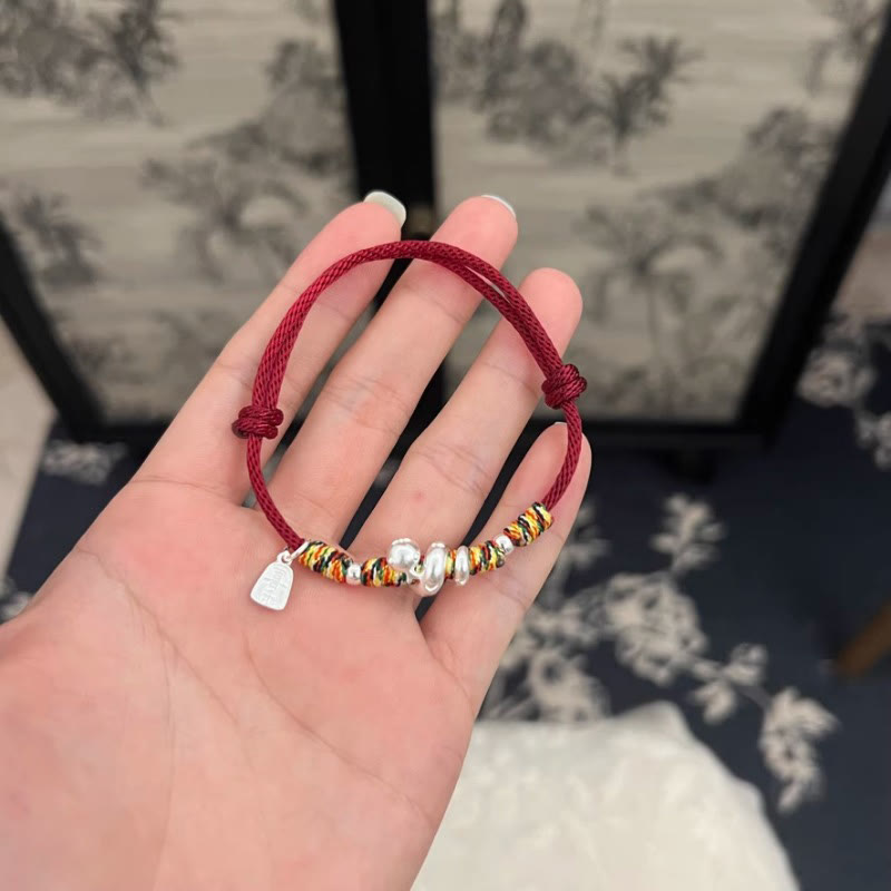 Buddha Stones 999 Sterling Silver Year Of Snake Red String Happiness Protection Braided Bracelet - image 9