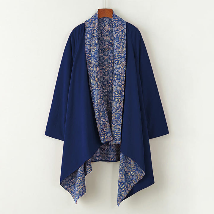 Buddha Stones Fall Men's Cotton Mid-length Coat Double-sided Jacket - SteelBlue - US/UK/AU38，EU48 (XL) - image 0