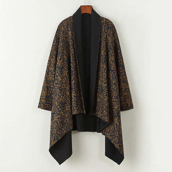 Buddha Stones Fall Men's Cotton Mid-length Coat Double-sided Jacket - image 9