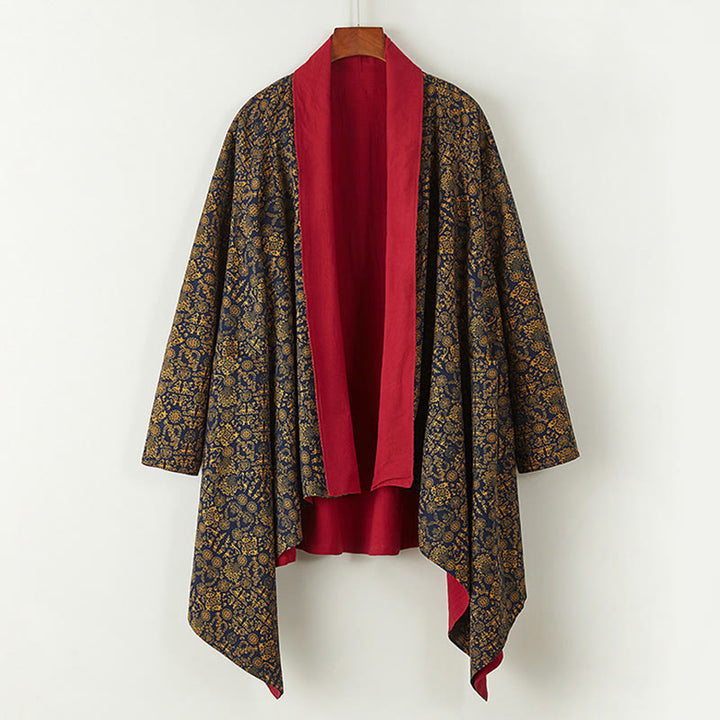 Buddha Stones Fall Men's Cotton Mid-length Coat Double-sided Jacket - image 6