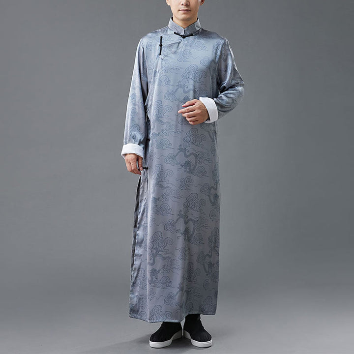 Buddha Stones Vintage Chinese Frog-Button Tang Suit Men's Dragon Cotton Robe - image 7