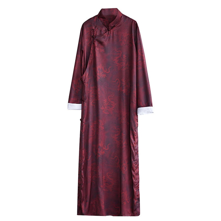 Buddha Stones Vintage Chinese Frog-Button Tang Suit Men's Dragon Cotton Robe - image 17