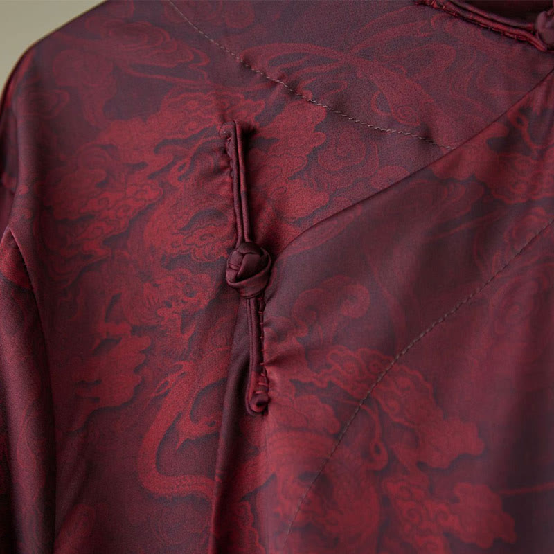 Buddha Stones Vintage Chinese Frog-Button Tang Suit Men's Dragon Cotton Robe - image 18