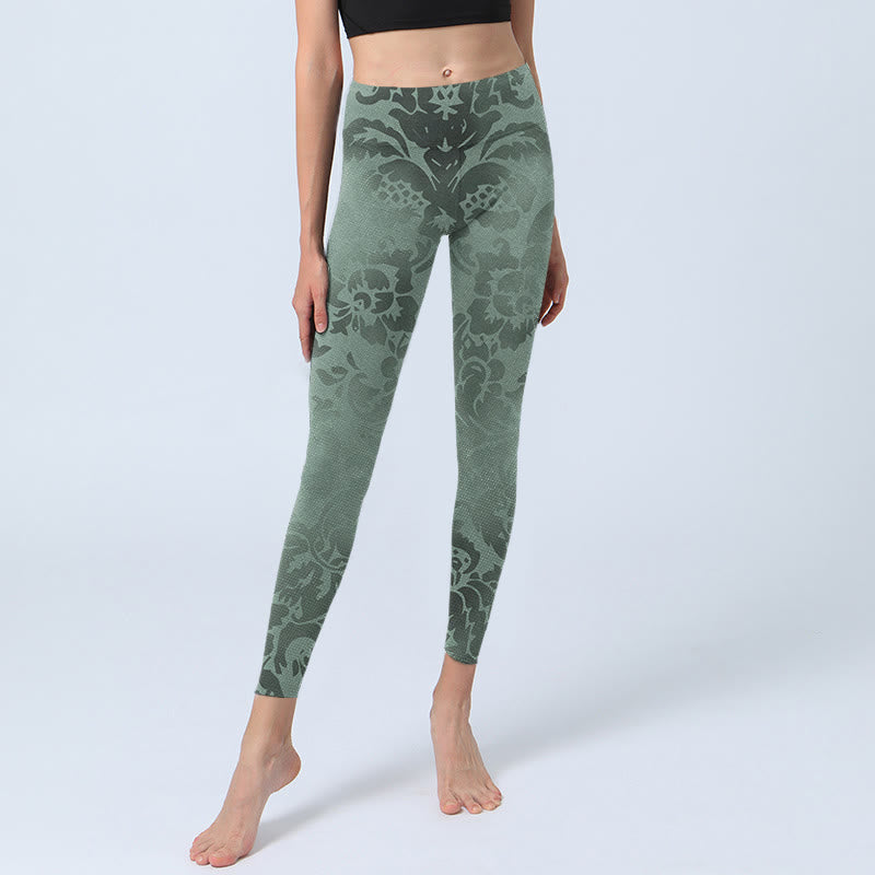 Buddha Stones Casual Flower Leaves Print Gym Fitness Leggings Women's Yoga Pants - image 5