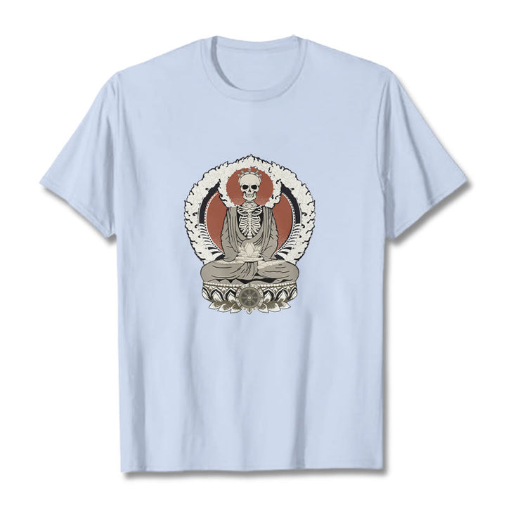 Buddha Stones Skeleton Pattern Tee T-shirt - LightCyan - 2XL - image 18