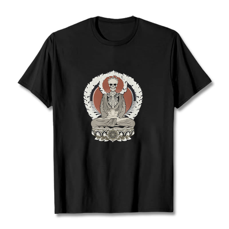 Buddha Stones Skeleton Pattern Tee T-shirt - Black - 2XL - image 0