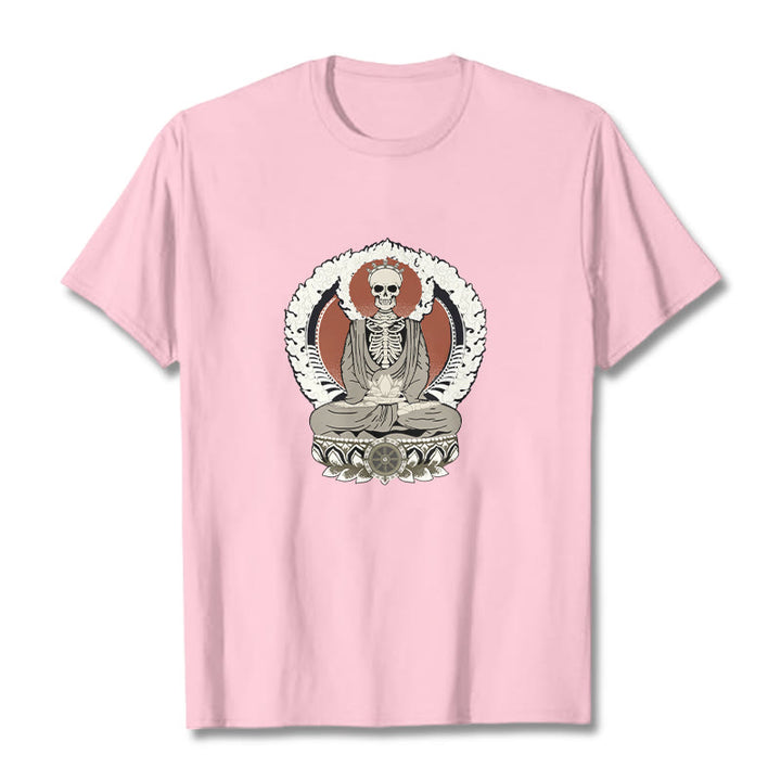 Buddha Stones Skeleton Pattern Tee T-shirt - LightPink - 2XL - image 12