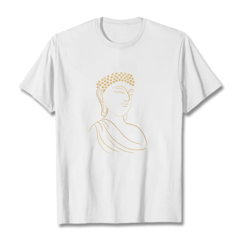 Buddha Stones Meditating Buddha Pattern Tee T-shirt - White - 2XL - image 5