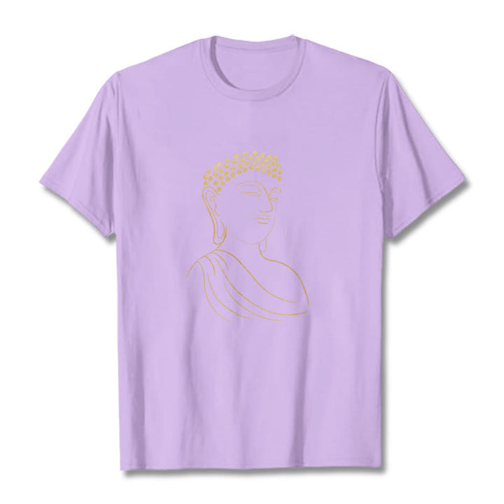 Buddha Stones Meditating Buddha Pattern Tee T-shirt - Plum - 2XL - image 16