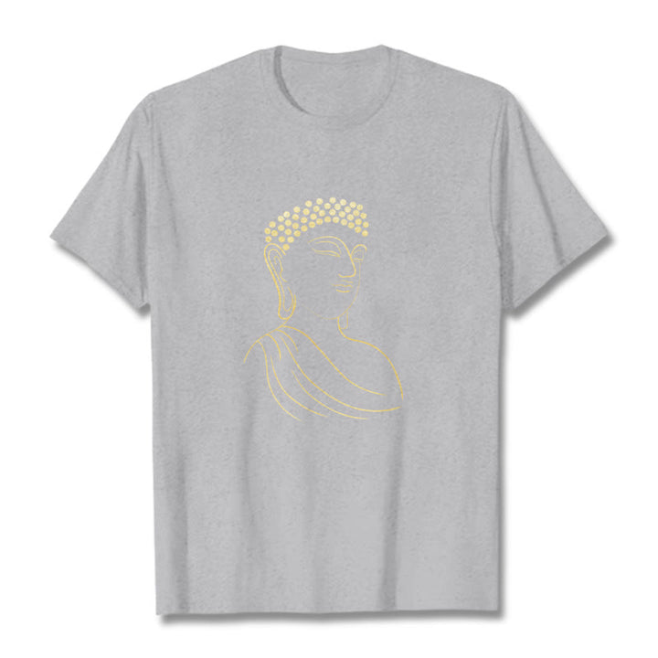 Buddha Stones Meditating Buddha Pattern Tee T-shirt - LightGrey - 2XL - image 19