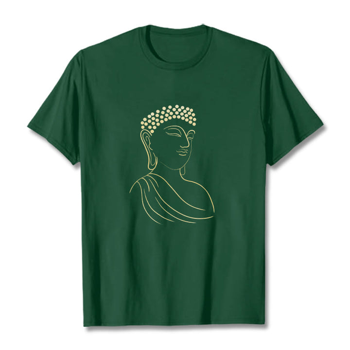 Buddha Stones Meditating Buddha Pattern Tee T-shirt - ForestGreen - 2XL - image 10