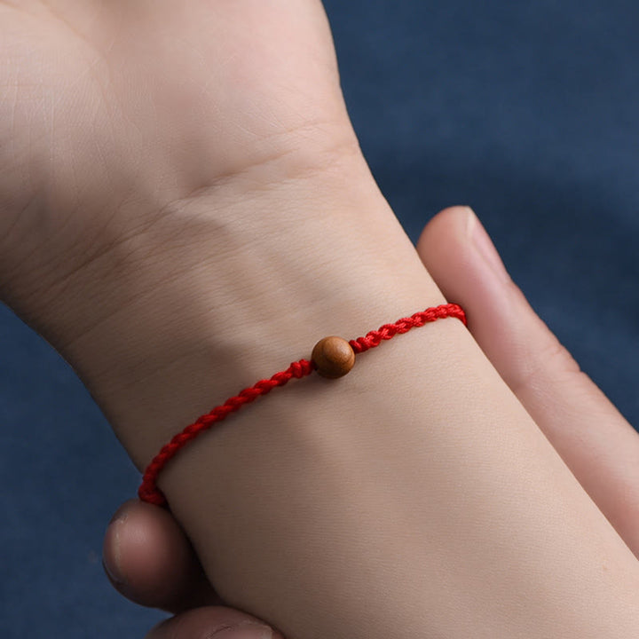 Buddha Stones Natural Peach Wood Bead Ward Off Evil Spirits Braided Bracelet - image 9