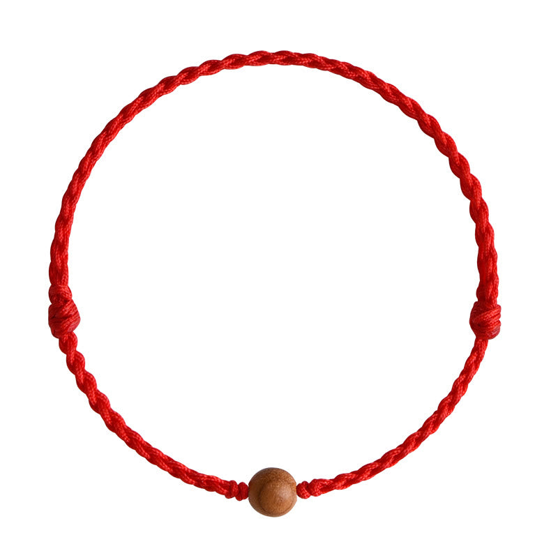 Buddha Stones Natural Peach Wood Bead Ward Off Evil Spirits Braided Bracelet - image 17