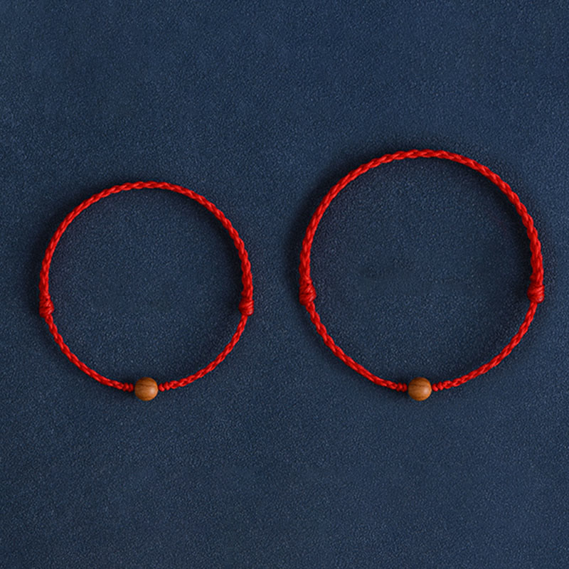 Buddha Stones Natural Peach Wood Bead Ward Off Evil Spirits Braided Bracelet - image 14