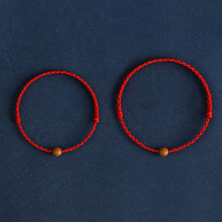 Buddha Stones Natural Peach Wood Bead Ward Off Evil Spirits Braided Bracelet - image 14
