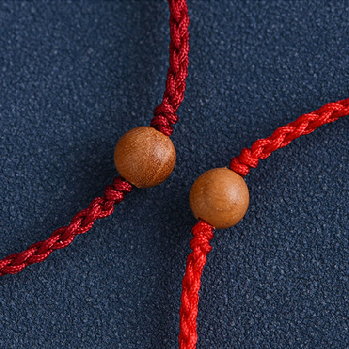Buddha Stones Natural Peach Wood Bead Ward Off Evil Spirits Braided Bracelet - image 15