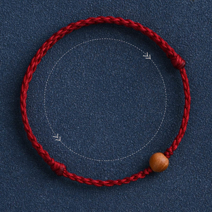 Buddha Stones Natural Peach Wood Bead Ward Off Evil Spirits Braided Bracelet - image 23