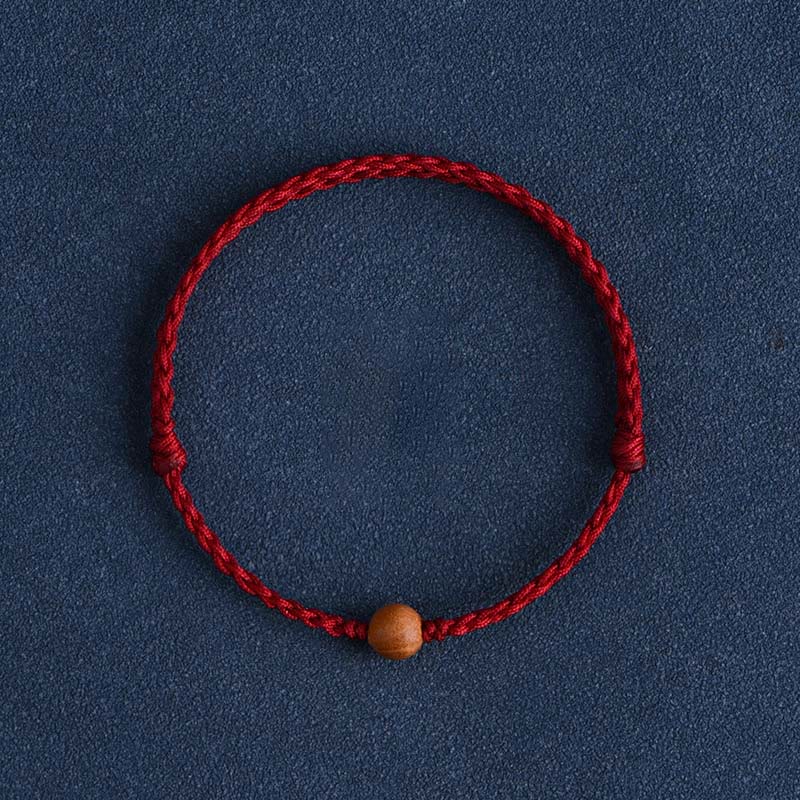 Buddha Stones Natural Peach Wood Bead Ward Off Evil Spirits Braided Bracelet - image 22