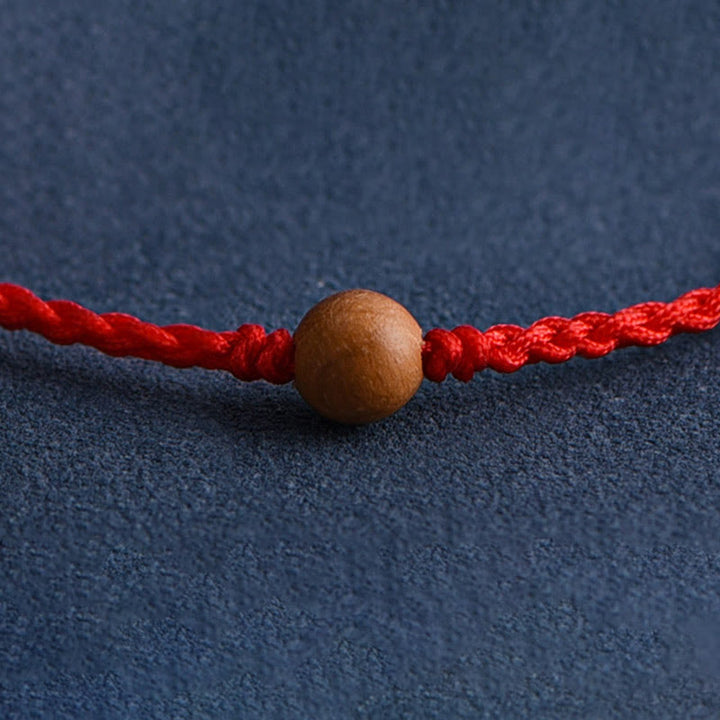 Buddha Stones Natural Peach Wood Bead Ward Off Evil Spirits Braided Bracelet - image 11