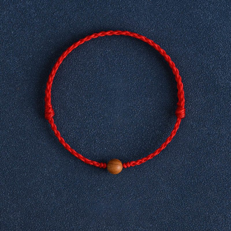 Buddha Stones Natural Peach Wood Bead Ward Off Evil Spirits Braided Bracelet - image 7