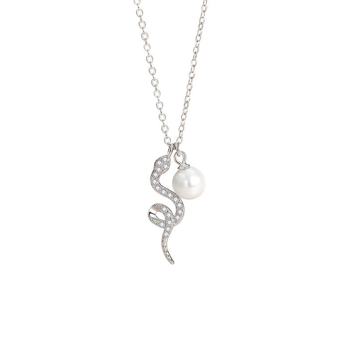 Buddha Stones 925 Sterling Silver Pearl Year Of The Snake Blessing Sincerity Necklace Pendant - image 2