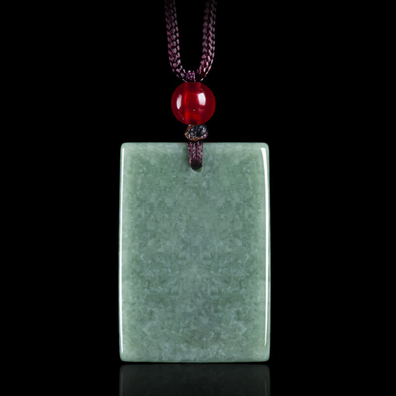 Buddha Stones Formless Buddha Jade Square Amulet Prosperity String Necklace Pendant - image 2