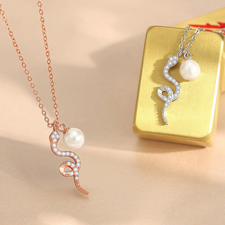 Buddha Stones 925 Sterling Silver Pearl Year Of The Snake Blessing Sincerity Necklace Pendant - image 7
