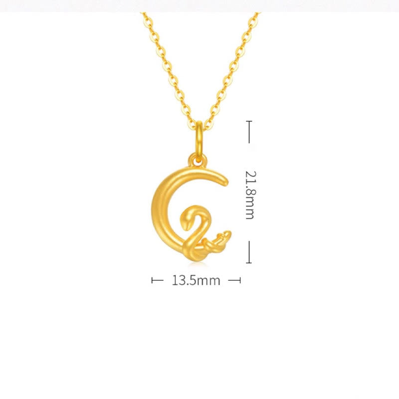 Buddha Stones 999 Gold Moon Year Of The Snake Luck Necklace Pendant - image 5