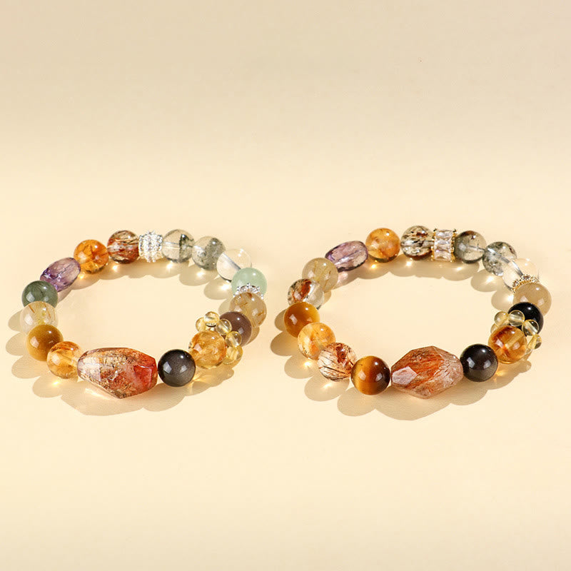 Buddha Stones Super Seven Crystal Topaz Obsidian Tiger Eye Positivity Bracelet - image 14