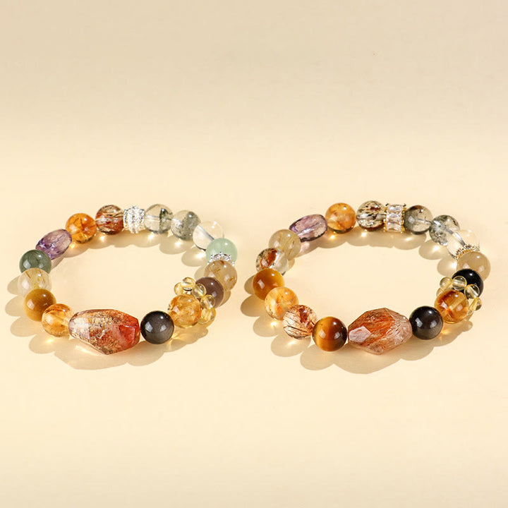 Buddha Stones Super Seven Crystal Topaz Obsidian Tiger Eye Positivity Bracelet - image 14