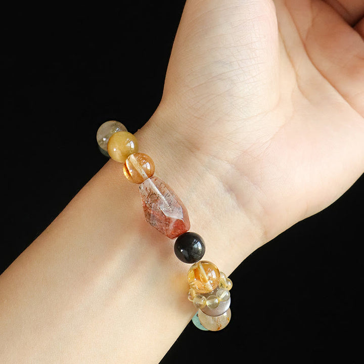 Buddha Stones Super Seven Crystal Topaz Obsidian Tiger Eye Positivity Bracelet - image 13