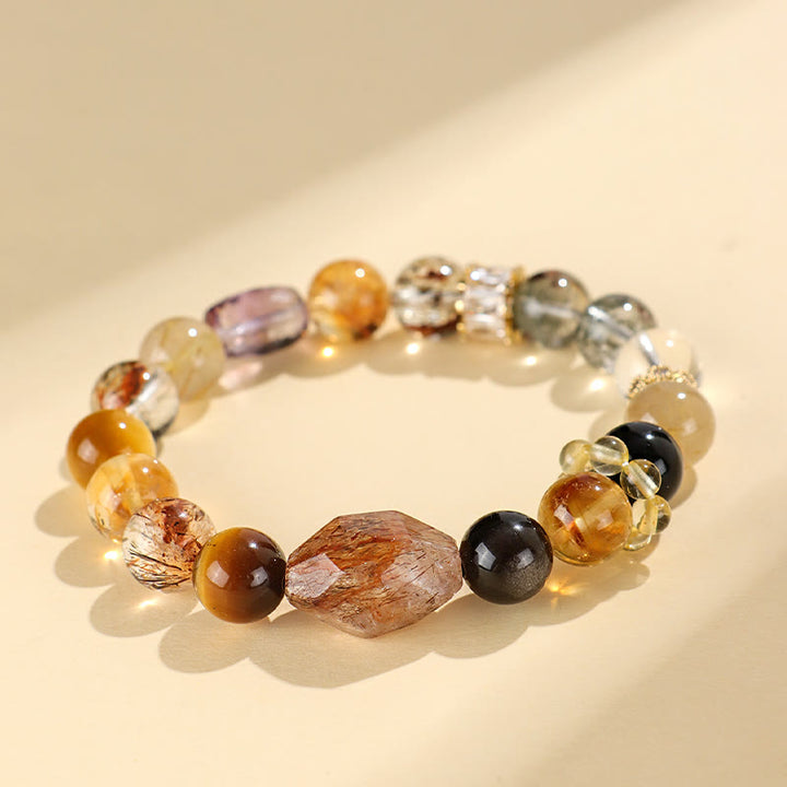 Buddha Stones Super Seven Crystal Topaz Obsidian Tiger Eye Positivity Bracelet - image 3