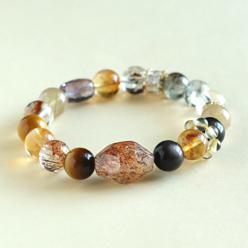 Buddha Stones Super Seven Crystal Topaz Obsidian Tiger Eye Positivity Bracelet - Super Seven Crystal Tiger Eye Obsidian(Wrist Circumference: 14-16cm) - image 0