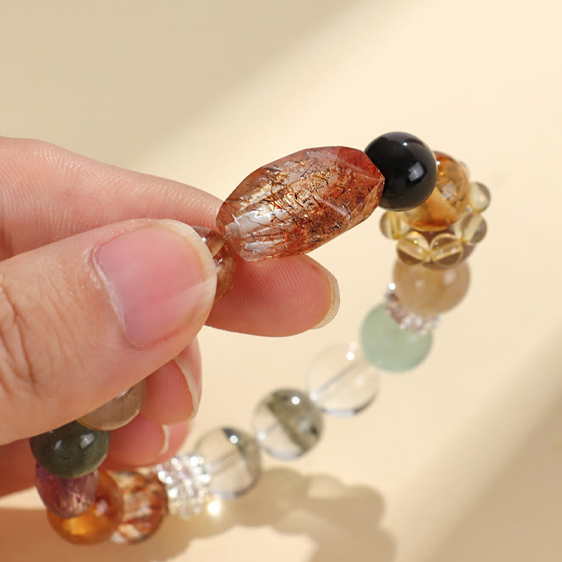 Buddha Stones Super Seven Crystal Topaz Obsidian Tiger Eye Positivity Bracelet - image 12