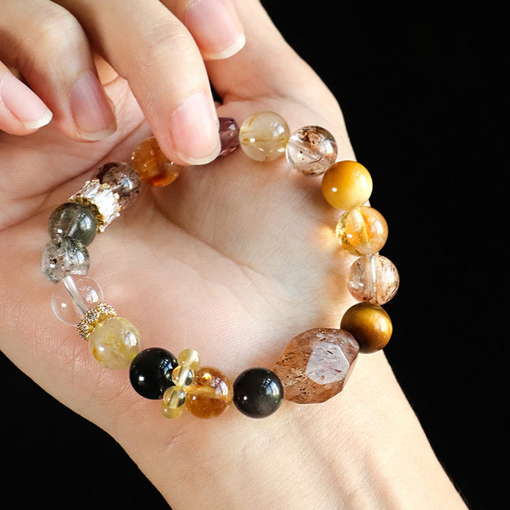 Buddha Stones Super Seven Crystal Topaz Obsidian Tiger Eye Positivity Bracelet - image 4