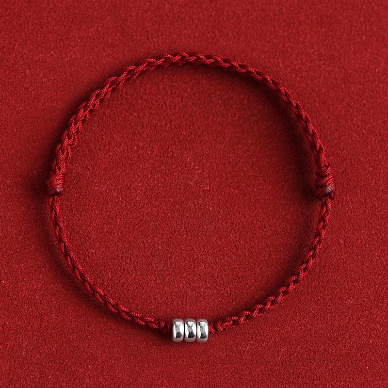Buddha Stones 925 Sterling Silver Beads Protection Luck Braided Bracelet Anklet - image 0