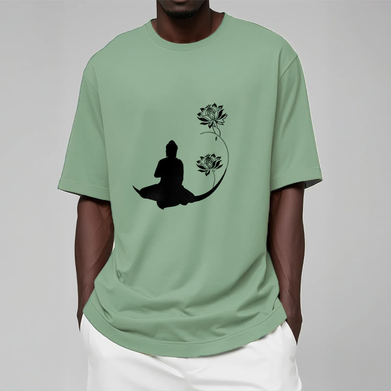 Buddha Stones Buddha Sitting With Lotus Flowers Pattern Pattern Tee T-shirt - image 15
