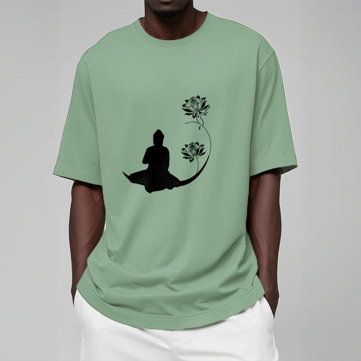 Buddha Stones Buddha Sitting With Lotus Flowers Pattern Pattern Tee T-shirt - image 15