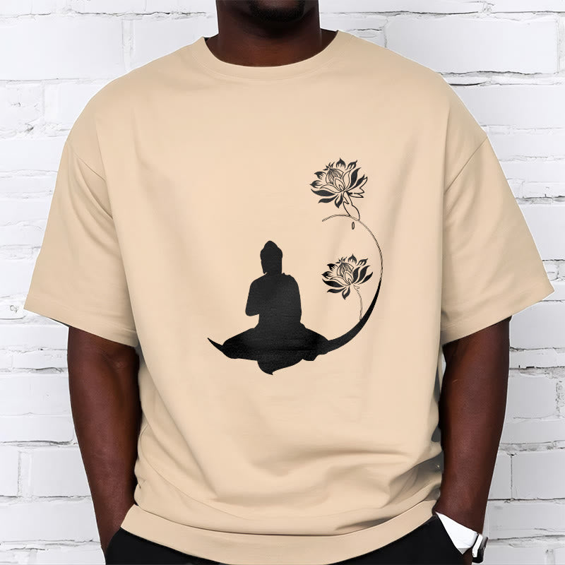 Buddha Stones Buddha Sitting With Lotus Flowers Pattern Pattern Tee T-shirt - image 9