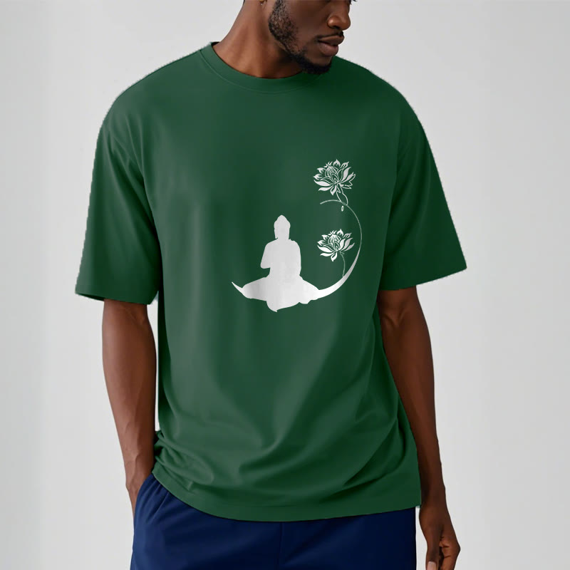 Buddha Stones Buddha Sitting With Lotus Flowers Pattern Pattern Tee T-shirt - image 11
