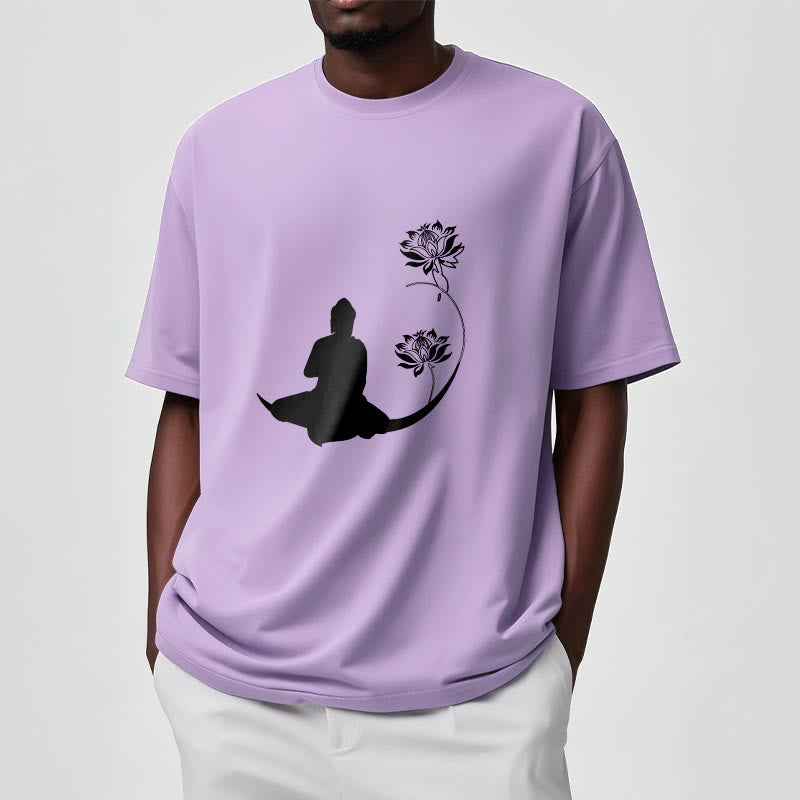 Buddha Stones Buddha Sitting With Lotus Flowers Pattern Pattern Tee T-shirt - image 17