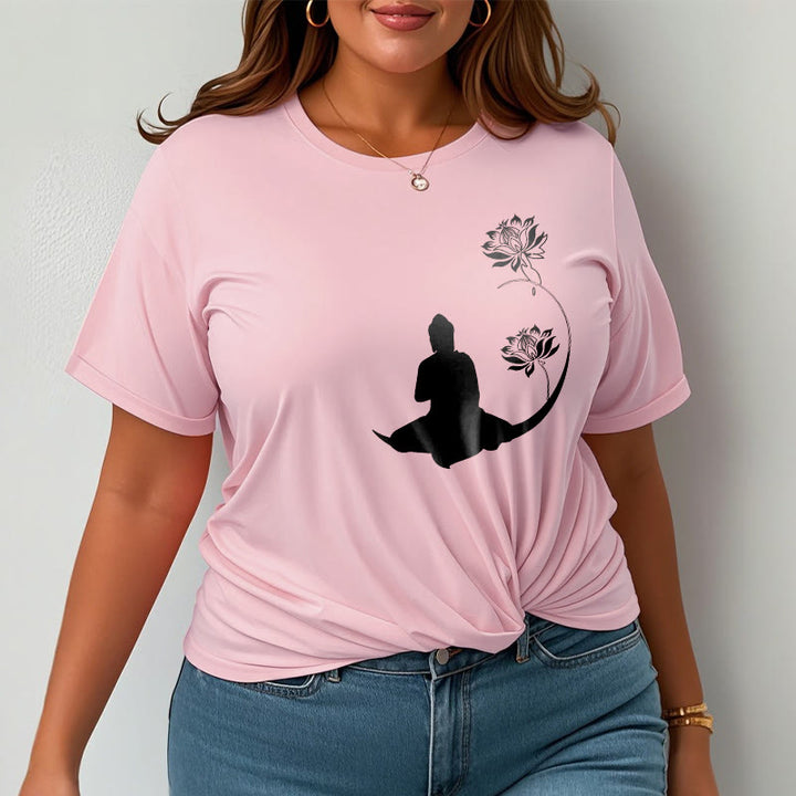 Buddha Stones Buddha Sitting With Lotus Flowers Pattern Pattern Tee T-shirt - image 13