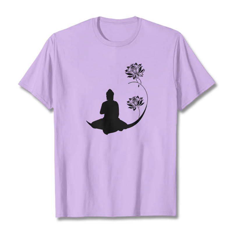 Buddha Stones Buddha Sitting With Lotus Flowers Pattern Pattern Tee T-shirt - Plum - 2XL - image 16