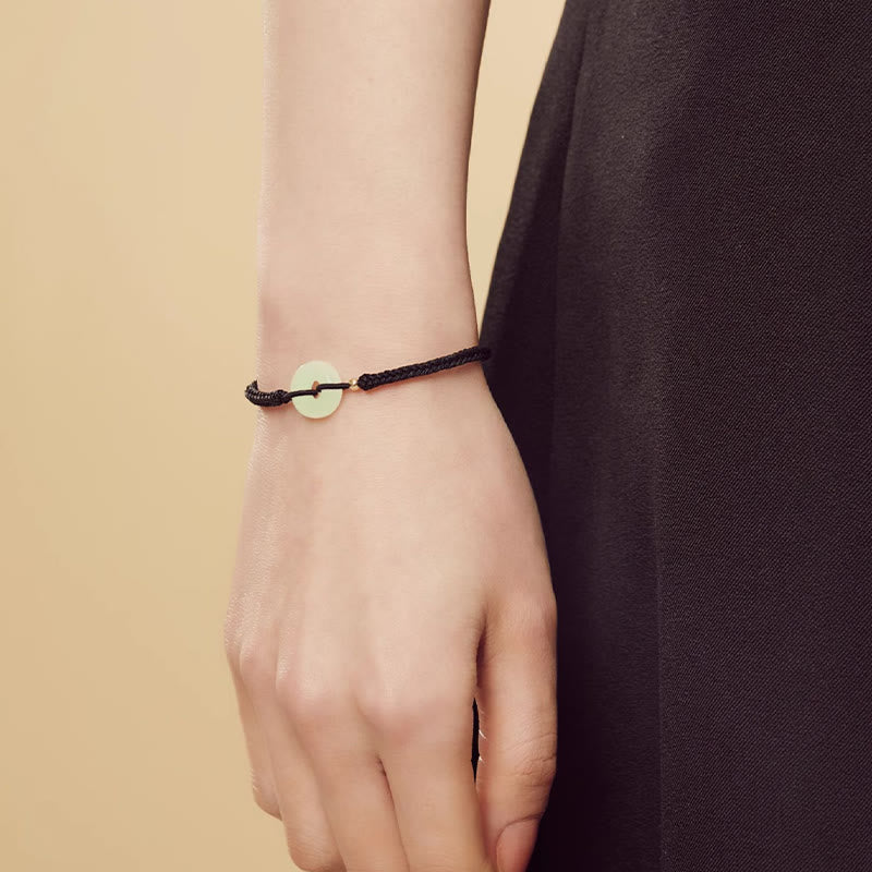 Buddha Stones Natural Hetian Jade Peace Buckle Fu Character Protection Luck Braided Bracelet - image 19