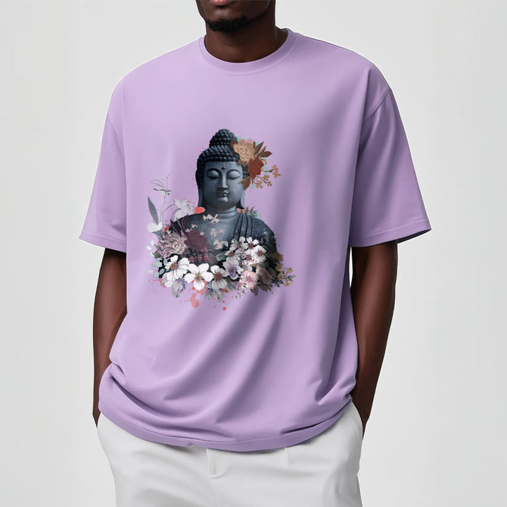 Buddha Stones  Colorful Flowers Surrounding Buddha Pattern Tee T-shirt - image 17