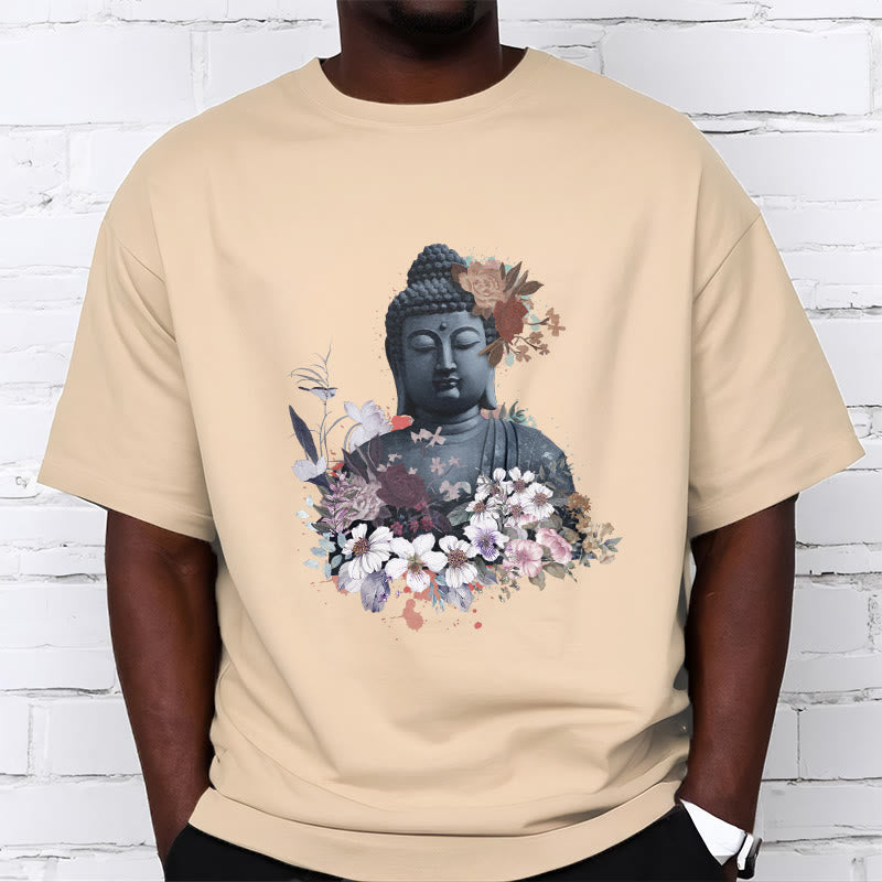 Buddha Stones  Colorful Flowers Surrounding Buddha Pattern Tee T-shirt - image 9