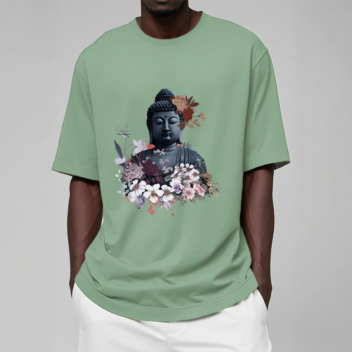 Buddha Stones  Colorful Flowers Surrounding Buddha Pattern Tee T-shirt - image 15